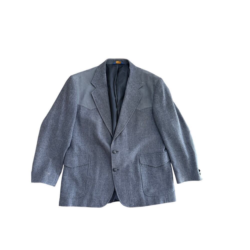 Pendleton Men's Gray & Blue 100% Virgin Wool 2 Button Front Blazer Coat Size 48